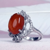 انگشتر عقیق یمنی سرخ نقره زنانه _کد:35105