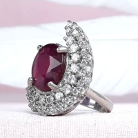 انگشتر یاقوت سرخ نقره زنانه رودیوم _کد:35112