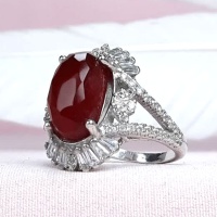 انگشتر عقیق یمنی سرخ نقره زنانه رودیوم _کد:35113