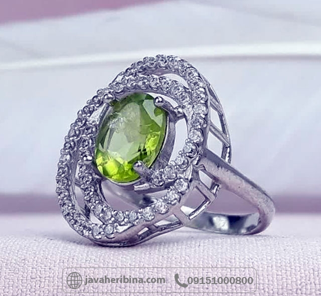 انگشتر زبرجد نقره زنانه با طراحی خاص _کد:35117
