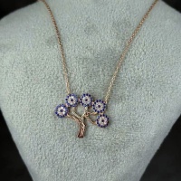 گردنبند نقره طرح درخت همراه با زنجیر با روکش رودیوم _کد:35130