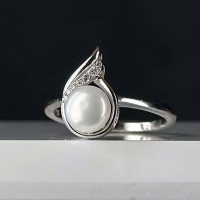 انگشتر مروارید نقره زنانه با روکش رودیوم _کد:35137