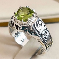 انگشتر زبرجد فاخر قلم زنی دست ساز _کد:35143