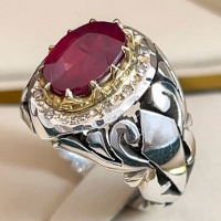 انگشتر یاقوت سرخ فاخر با 12 قطعه الماس _کد:35145