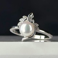 انگشتر مروارید نقره زنانه رودیوم _کد:35155
