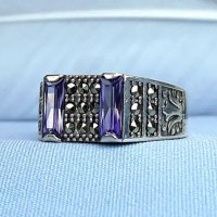 انگشتر آمتیست نقره مردانه اسپرت و مارکازیت _کد:35157