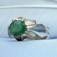 انگشتر زمرد نقره مردانه دست ساز و رودیوم _کد:35165