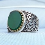 انگشتر عقیق سبز نقره مردانه زیبا