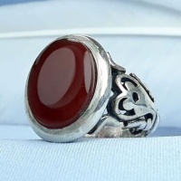 انگشتر عقیق یمنی سرخ نقره مردانه _کد:35173