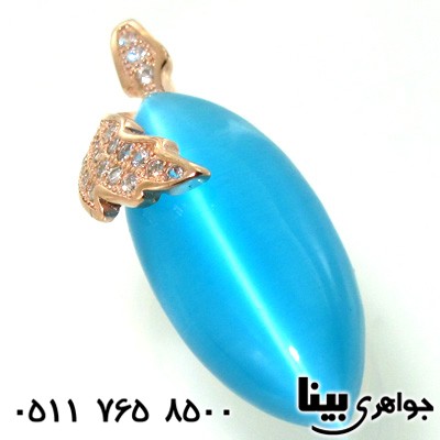 گردنبند سنگ ماه (مون استون) آبی بیضی زنانه