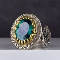 انگشتر توپاز نقره مردانه بسیار خوش رنگ _کد:35197