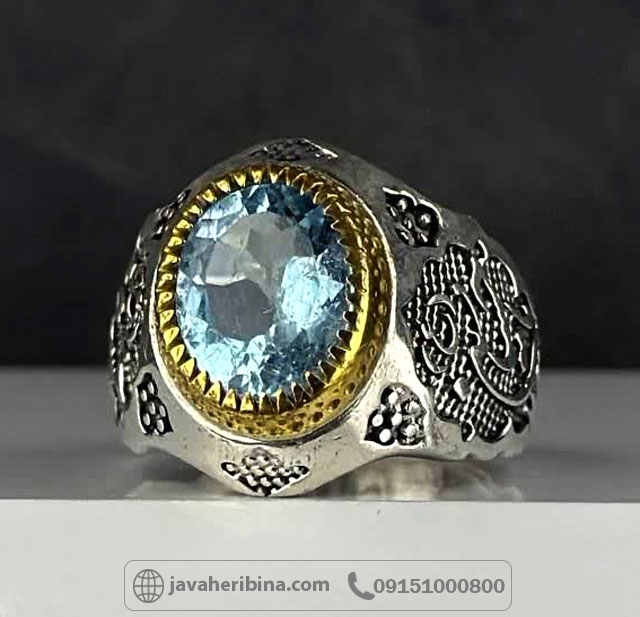 انگشتر توپاز نقره مردانه زیبا و خاص _کد:35200