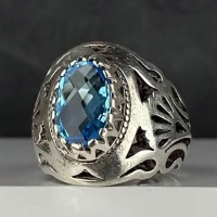 انگشتر توپاز سوئیسی نقره مردانه زیبا _کد:35202