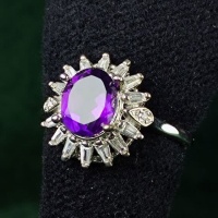 انگشتر آمتیست نقره زنانه خوش رنگ _کد:35203