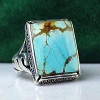 انگشتر فیروزه نیشابوری مردانه صفوی _کد:35204