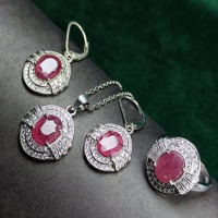 سرویس یاقوت سرخ نقره رودیوم بدون زنجیر _کد:35212