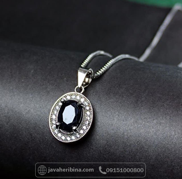 گردنبند یاقوت کبود نقره زنانه بدون زنجیر _کد:35226