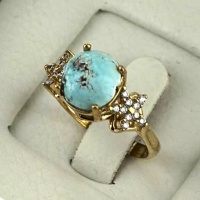 انگشتر فیروزه نیشابوری طلاروس زنانه _کد:35237