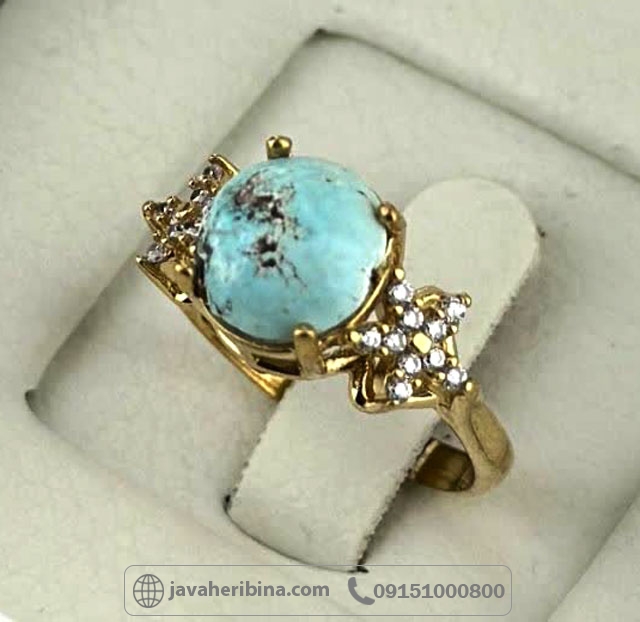 انگشتر فیروزه نیشابوری طلاروس زنانه _کد:35237