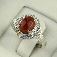 انگشتر عقیق قرمز طلاروس زنانه شکیل _کد:35256