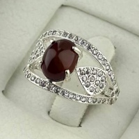 انگشتر عقیق قرمز طلاروس زنانه خوش رنگ _کد:35258