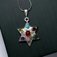 گردنبند چند جواهر طرح ستاره نقره بدون زنجیر _کد:35274