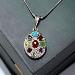 گردنبند چند جواهر نقره زنانه بدون زنجیر