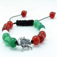 دستبند نقره شیر و خورشید با سنگ عقیق و آونتورین و چشم گربه _کد:35281