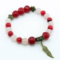 دستبند چند جواهر رزکوارتز و جیدو مرجان _کد:35294