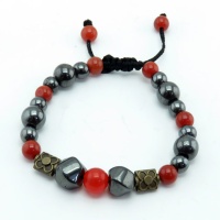 دستبند حدید حدید و عقیق قرمز _کد:35296