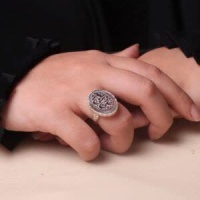 انگشتر در نجف نقره زنانه با حکاکی علی ولی الله _کد:35335