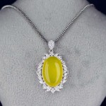 گردنبند عقیق شرف الشمس نقره زنانه سایز 13*18 بدون زنجیر