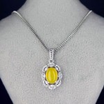 گردنبند عقیق شرف الشمس نقره زنانه سایز نگین 8*10 بدون زنجیر