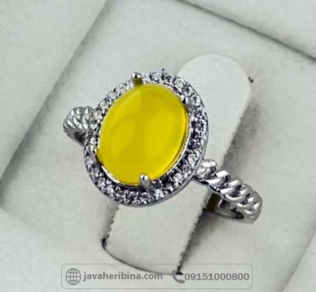 انگشتر عقیق شرف الشمس نقره زنانه سایز نگین 7*9 _کد:35382