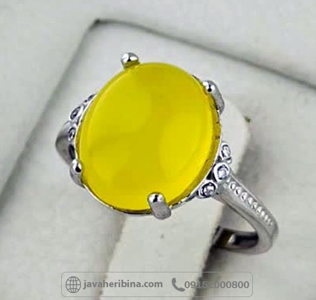 انگشتر عقیق شرف الشمس نقره زنانه سایز 10*12 _کد:35389
