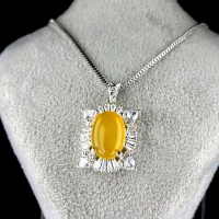 گردنبند عقیق شرف الشمس طلاروس زنانه خوش رنگ سایز 12*16 _کد:35416
