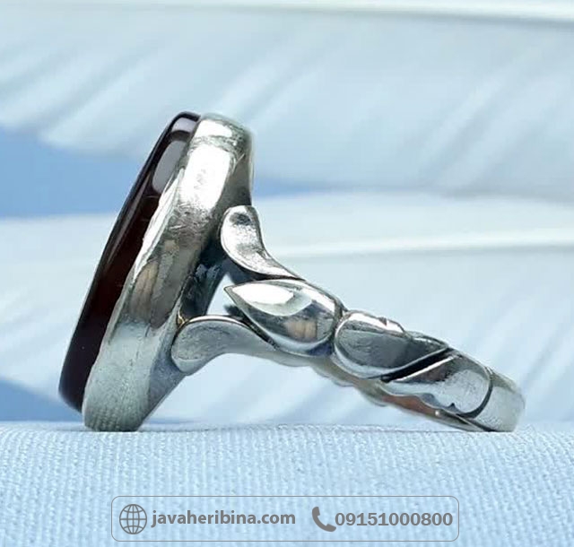 انگشتر عقیق کبدی خطی مردانه خوشرنگ _کد:35494