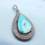 گردنبند فیروزه نیشابوری رودیوم خاص و خوشرنگ