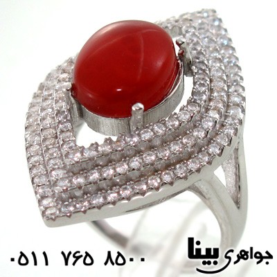 انگشتر عقیق یمنی طرح چشم درشت زنانه