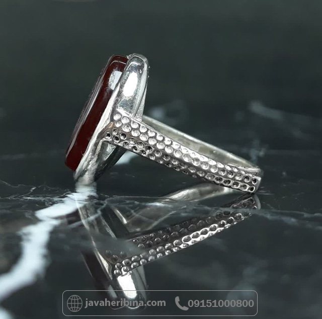 انگشتر عقیق کبدی خراسانی با حکاکی یا صاحب الزمان _کد:35716
