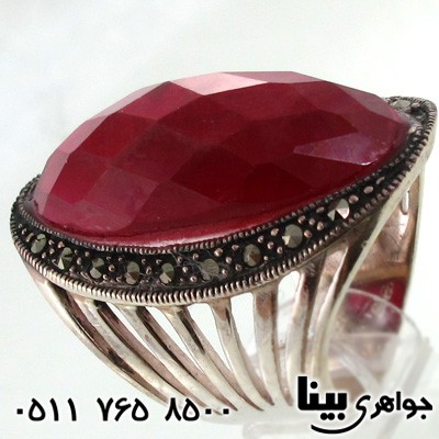 انگشتر یاقوت سرخ و حدید بیضی بنیتا درشت زنانه