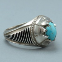 انگشتر فیروزه نیشابوری نقره مردانه دست ساز _کد:35743