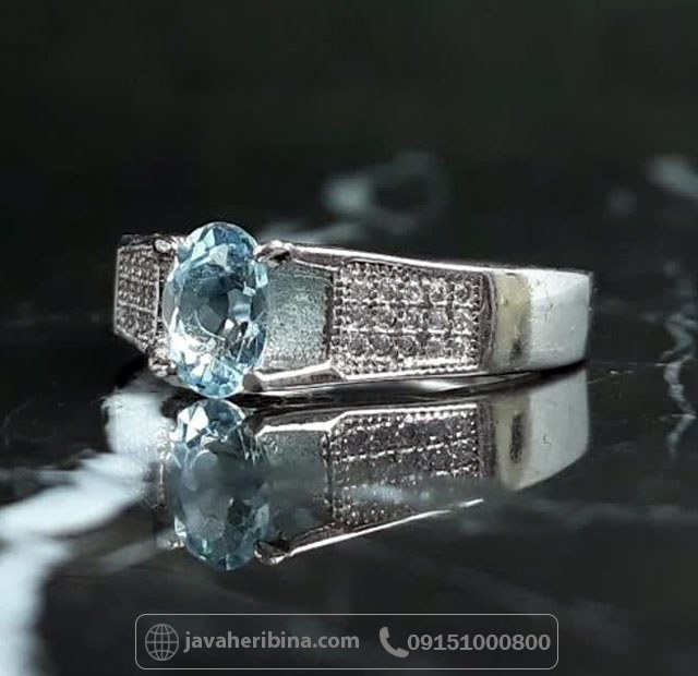 انگشتر توپاز نقره مردانه خارجی _کد:35760