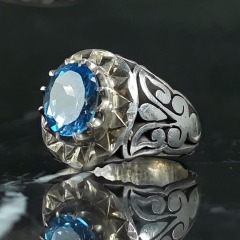 انگشتر توپاز نقره مردانه دست ساز _کد:۳۶۲۲۳