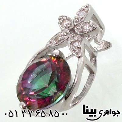 گردنبند توپاز هفت رنگ طرح شکوفه زنانه