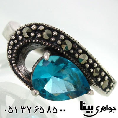 انگشتر چند جواهر حدید و توپاز زنانه