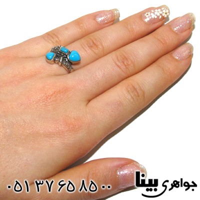 انگشتر حدید و قلب طرح فیروزه زنانه