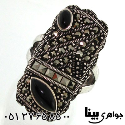انگشتر حدید و طرح عقیق زنانه درشت