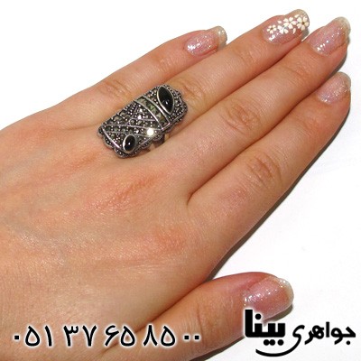 انگشتر حدید و طرح عقیق زنانه درشت