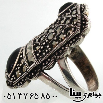 انگشتر حدید و طرح عقیق زنانه درشت